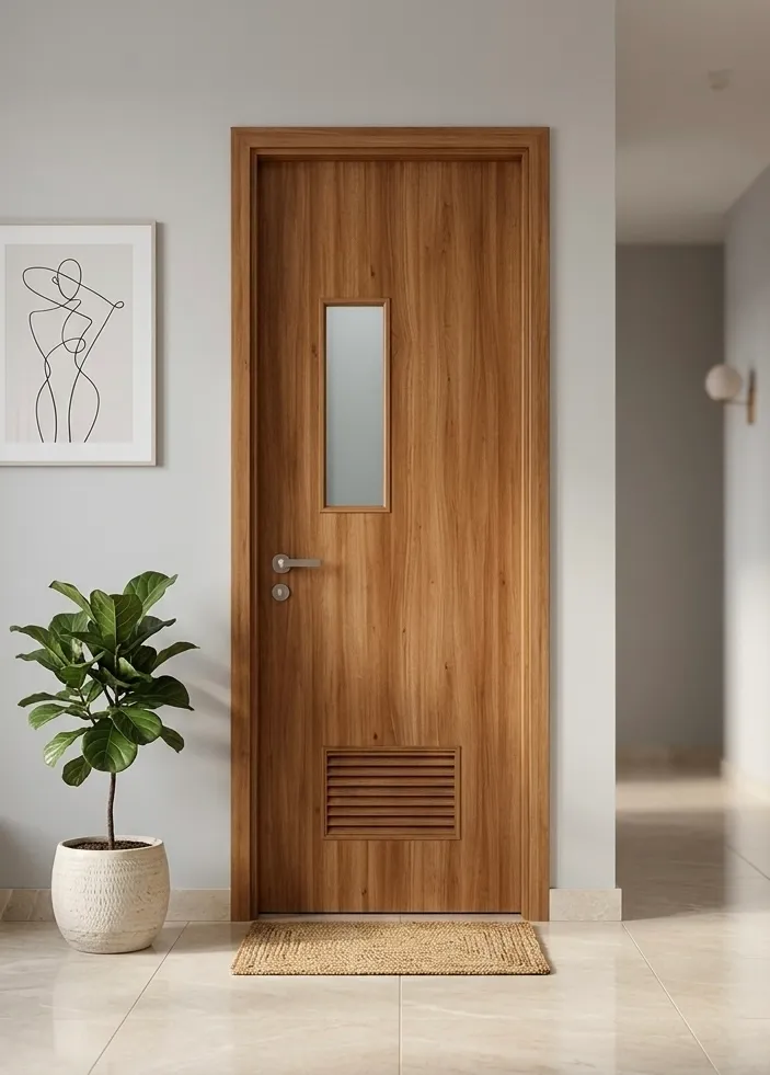 Cửa nhựa composite toilet ô kính + lá sách WPN-01